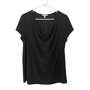 White House Black Market Black Draped Blouse